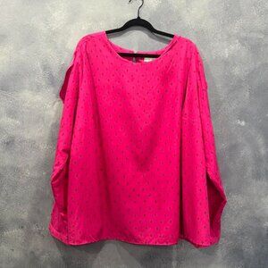 AVA & VIV Women's blouse in Ruby Pink color with ruffle sleeves Size 4X